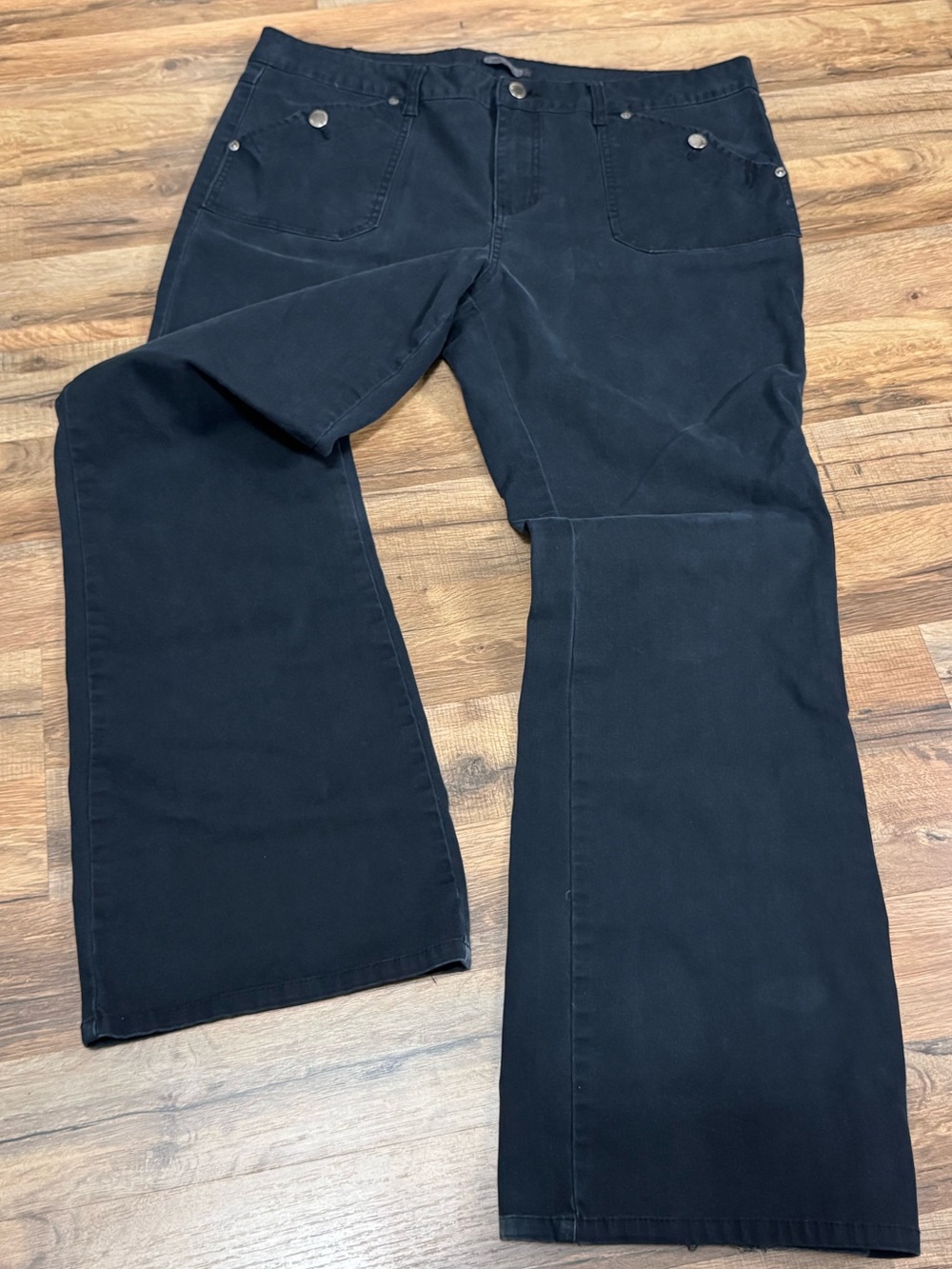 Vintage Y2K Grunge Streetwear Utility Black Wide Leg Jeans Plus Size 18